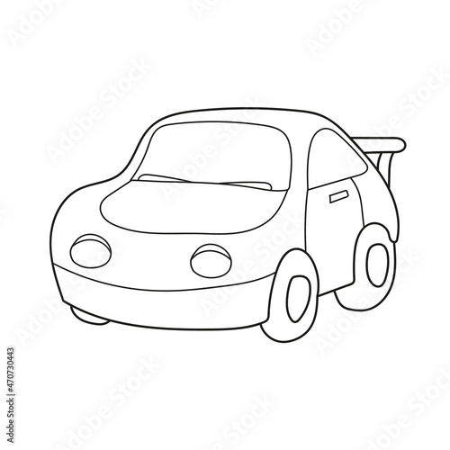 Simple coloring page. Vector Illustration of Cartoon Car - Coloring book for kids