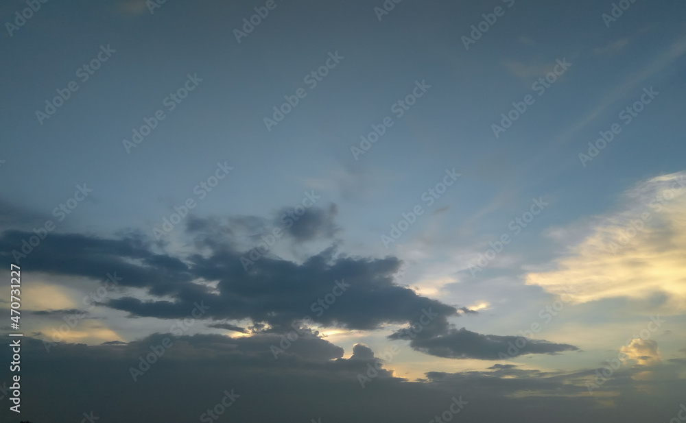 Nature photography, beautiful outdoor scenery view of clouds in sky, weather conditions, natural sunset background