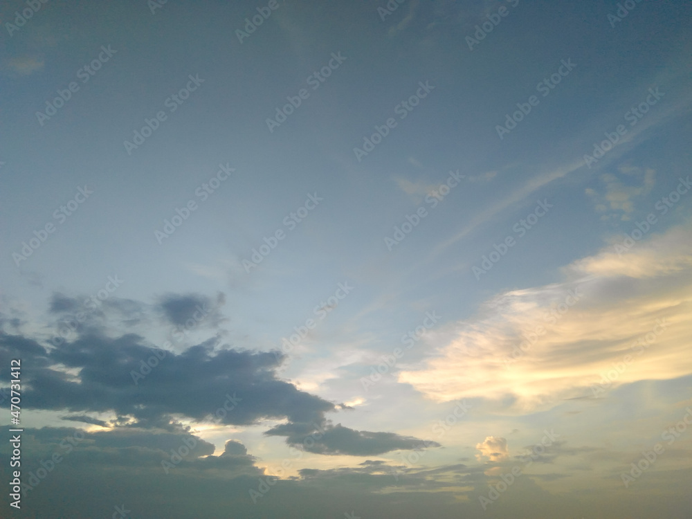 Obraz premium Nature photography, beautiful outdoor scenery view of clouds in sky, natural sunset background