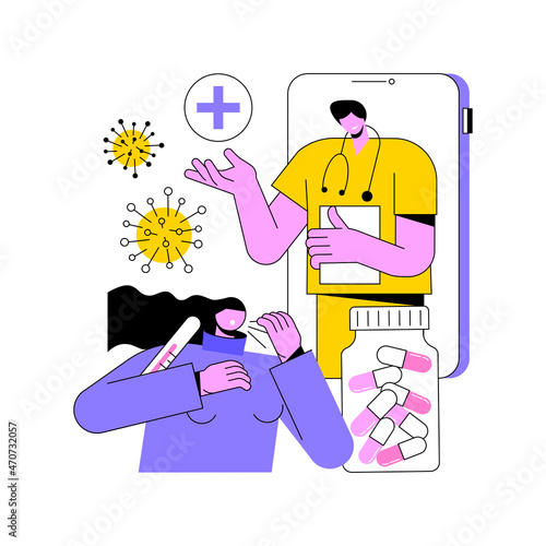 Telehealth abstract concept vector illustration. Virtual medical care, remote admission, doctor advice, telehealth appointment, coronavirus pandemic lockdown, social distancing abstract metaphor.