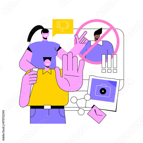 Cancel culture abstract concept vector illustration. Cancel person or community, social media platform, internet criticism, public figure, celebrity, group shaming, boycott abstract metaphor.