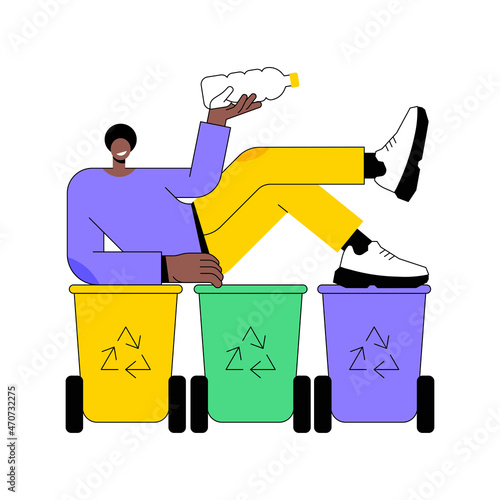 Garbage collection and sorting abstract concept vector illustration. Household waste collection, local disposal systems, waste segregation, urban curbside service vehicles abstract metaphor.