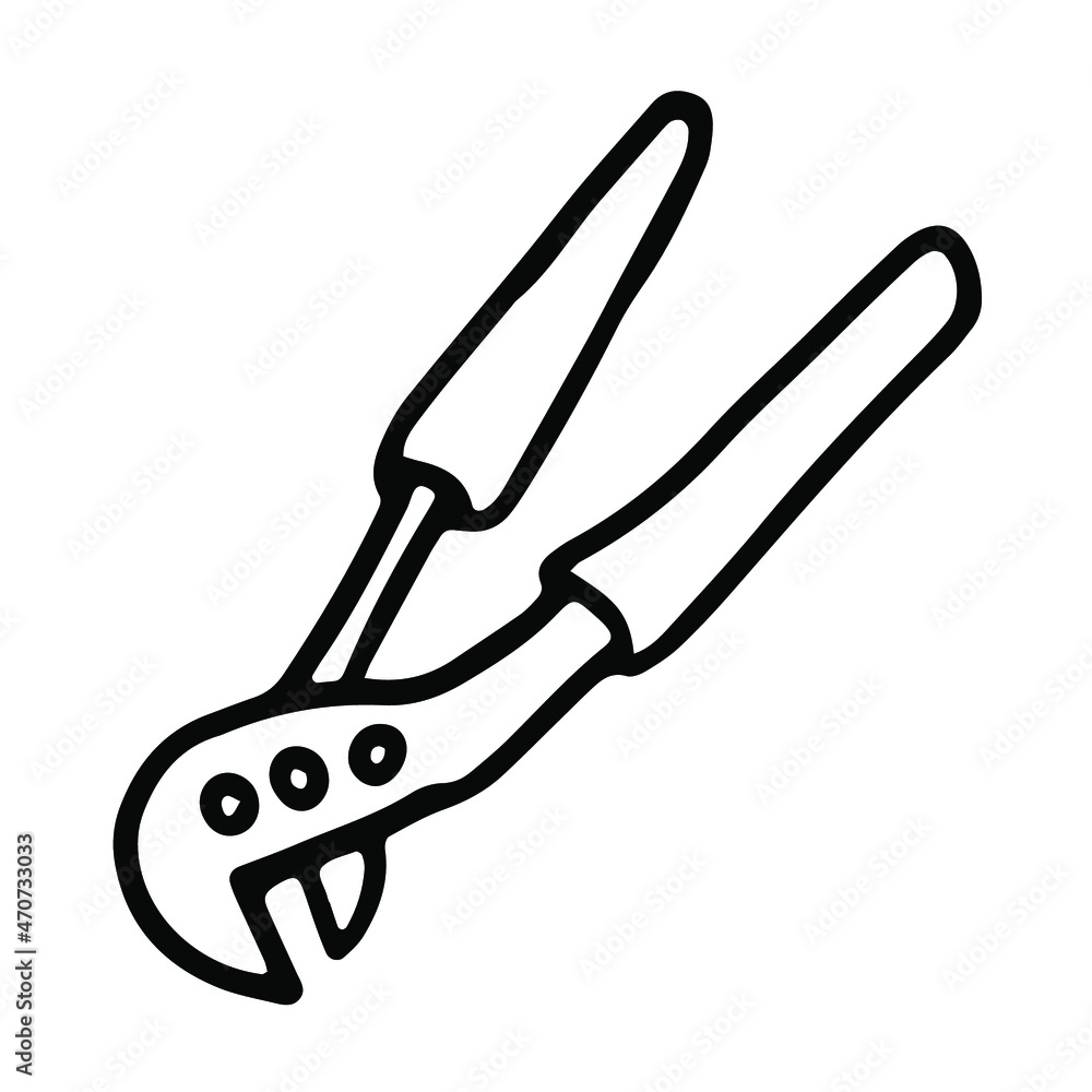 Adjustable wrench in doodle style. Isolated vector. Adjustable wrench in doodle style. Isolated vector.