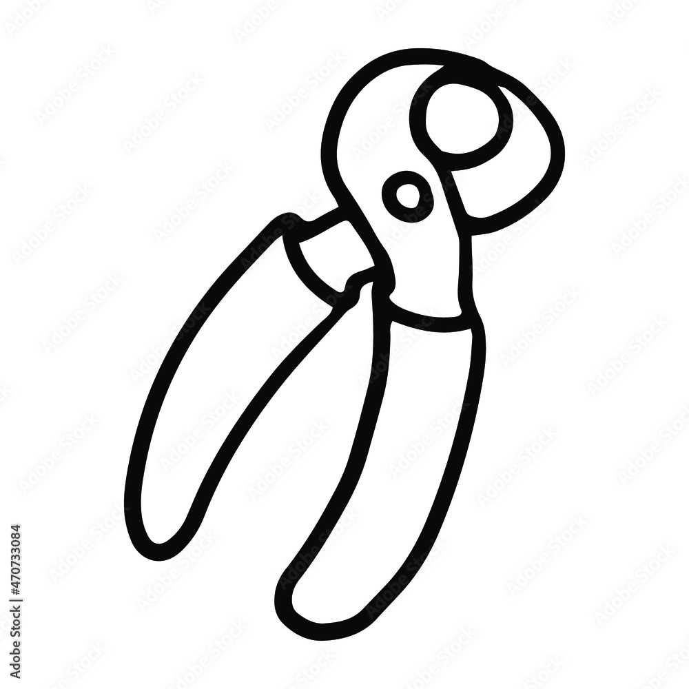 Pliers tool in doodle style. Isolated vector. Pliers tool in doodle style. Isolated vector.