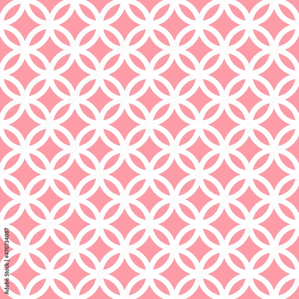 White line circles seamless pattern on the pink background. Vector illustration. Wrapping paper. White line circles seamless pattern on the pink background. Vector illustration. Wrapping paper.