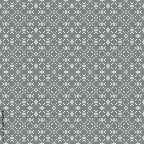 White line circles seamless pattern on the gray background. Vector illustration. Wrapping paper.