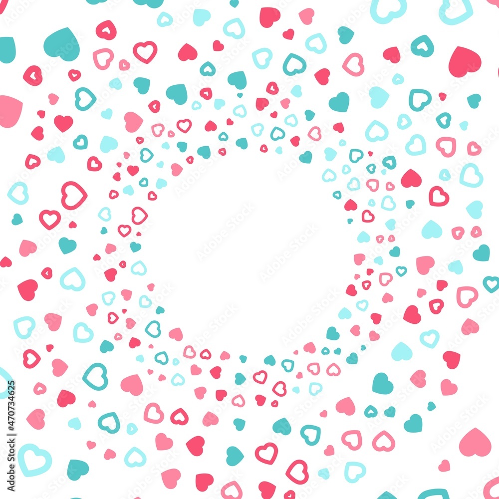 Colorful heart particle tunnel to place your content. Vector illustration. Colorful heart particle tunnel to place your content. Vector illustration.