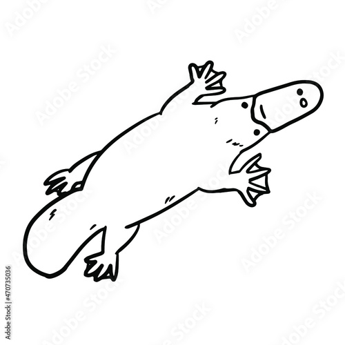 Platypus in doodle style. Isolated vector.