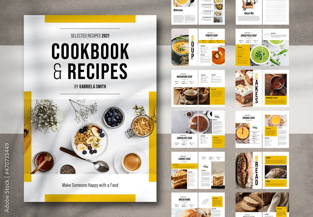 Cookbook Layout Stock Template | Adobe Stock