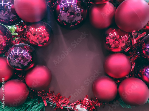 Christmas wreath with red balls.