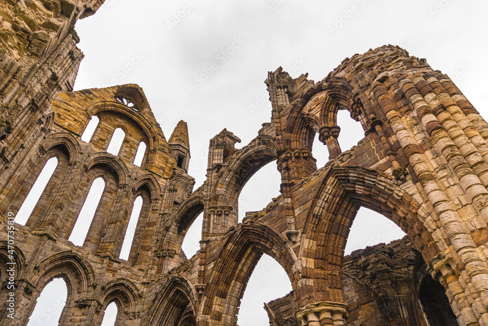 Whitby Abbey Church Ruins, Yorkshire ENGLAND Ancient ruined church 