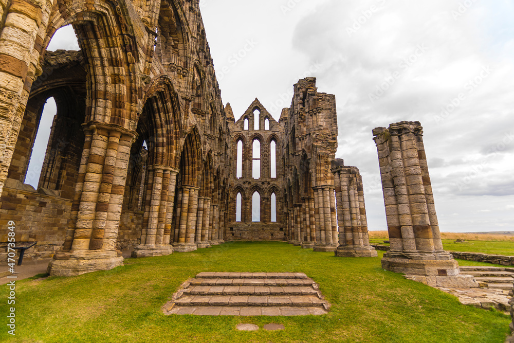 Whitby Abbey Church Ruins, Yorkshire ENGLAND Ancient ruined church 