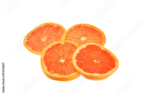 Orange slices isolated on white background. Citrus fruit concept rich in vitamin c
