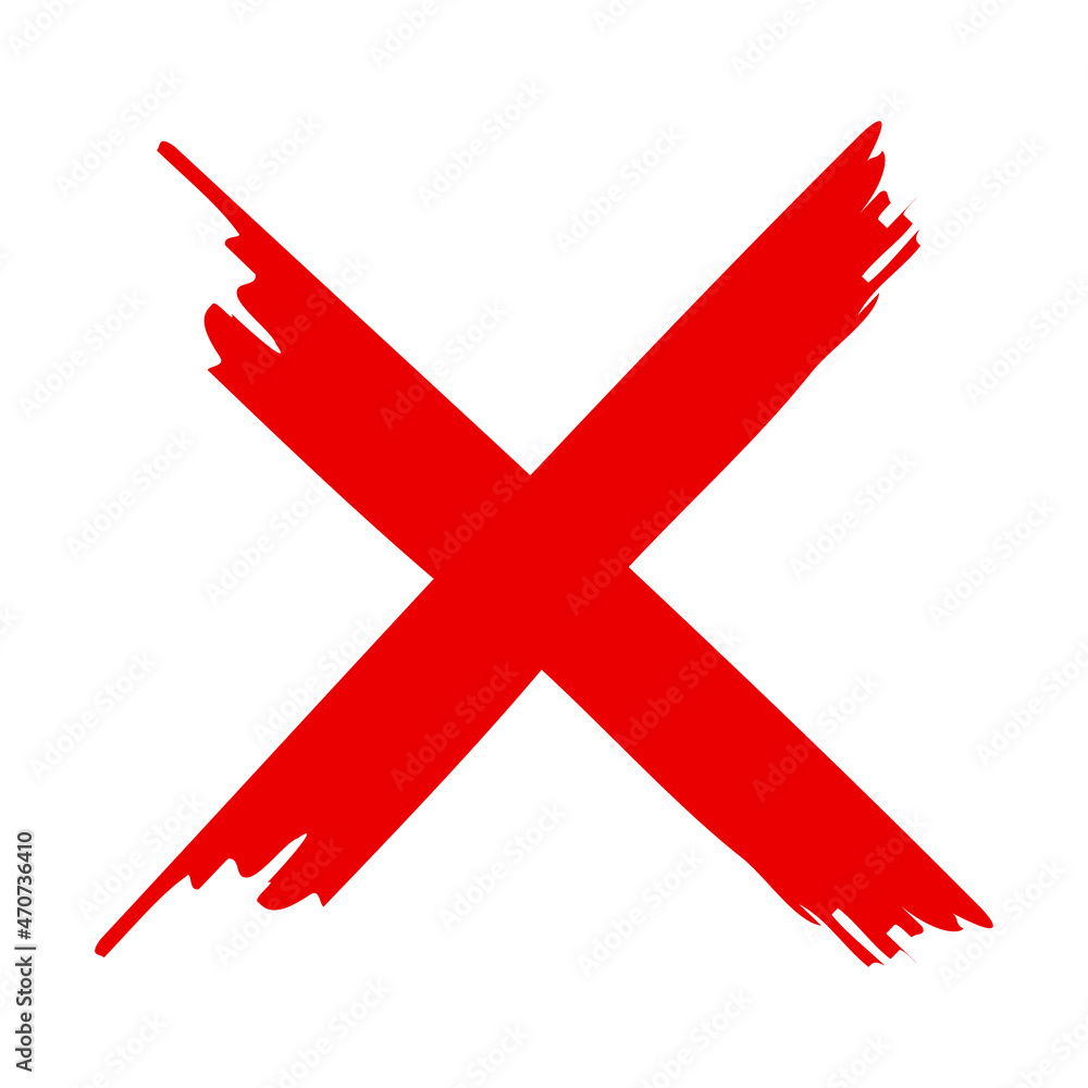 Cross sign. X icon. Red sketch mark. Grunge brush for symbol of wrong, delete, error, cancel and reject. Paint and ink for handwritten. Logo for vote and check. Blood stamp in shape of cross. Vector Cross sign. X icon. Red sketch mark. Grunge brush for symbol of wrong, delete, error, cancel and reject. Paint and ink for handwritten. Logo for vote and check. Blood stamp in shape of cross. Vector
