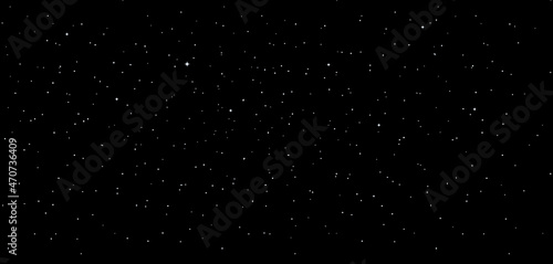 Sky starry. Black night background with star. Starry galaxy space. 8bit texture in flat style. Dark universe with twinkle constellation. Cosmos background. Vector