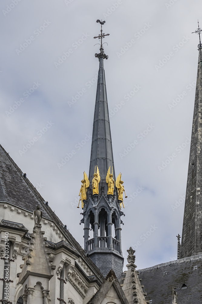 Basilica of Saint-Nicolas de Nantes (1869) - neo-Gothic Catholic basilica located in city center of Nantes. Loire Atlantique, France.