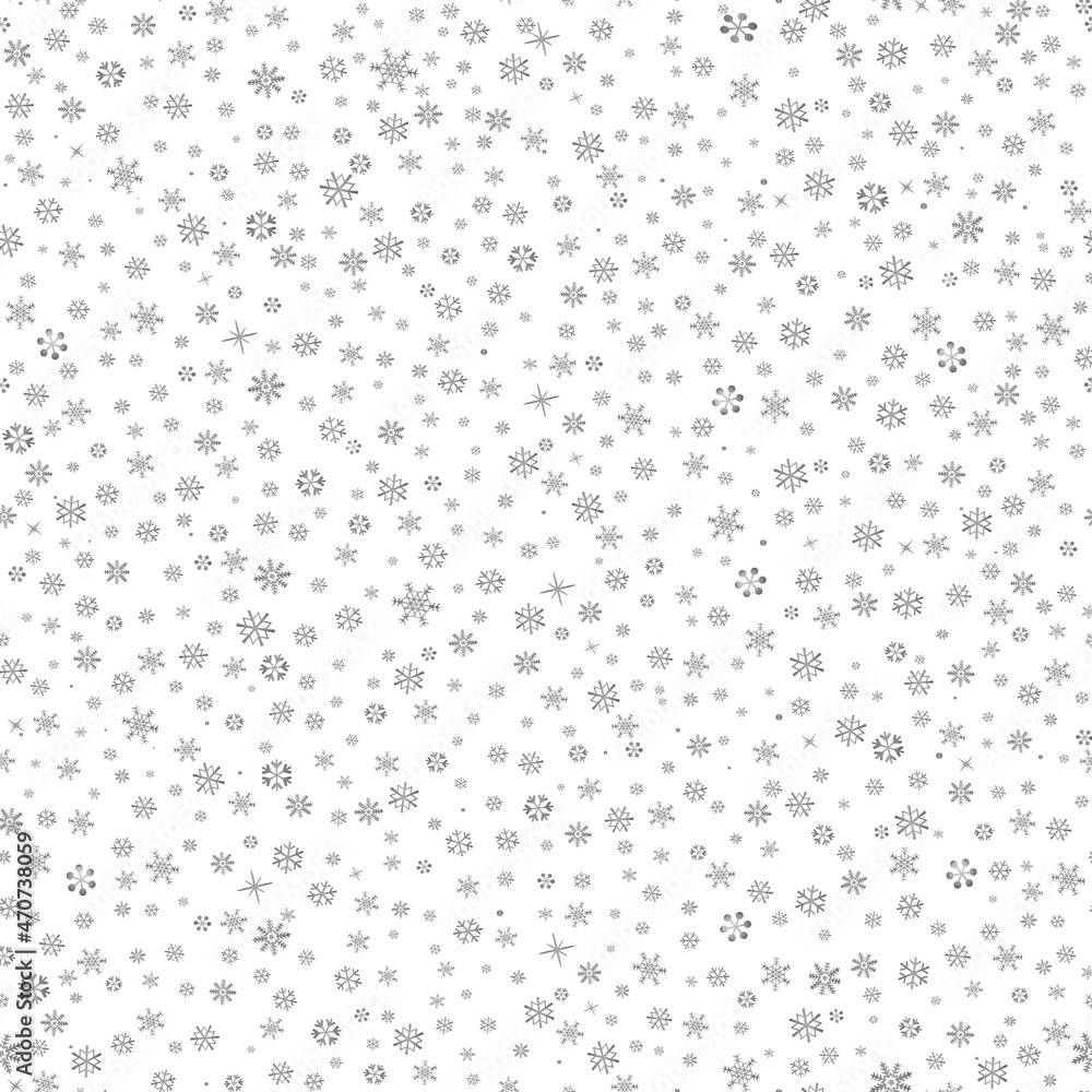 Winter snow seamless pattern. Christmas holiday snowflakes decorative background.