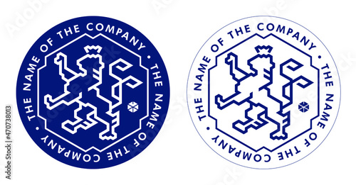 Heraldry lion. Hexogen grid