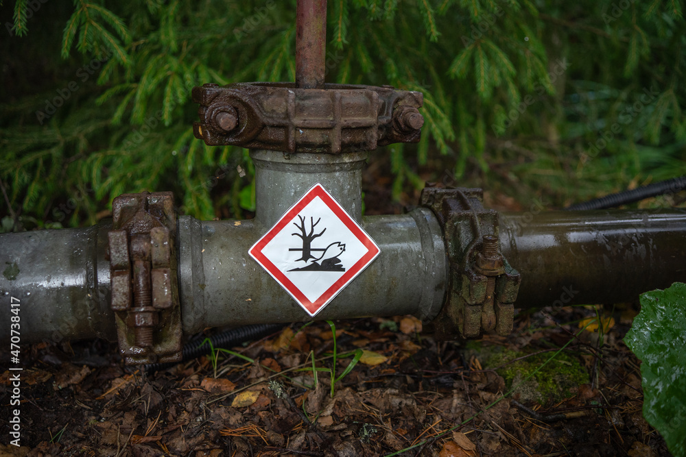 Metal Pipe For Water A Pipe With Poisonous Chemicals That Kill Nature