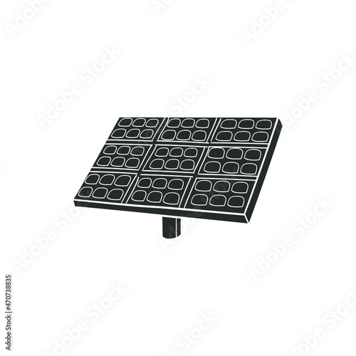 Solar Energy Icon Silhouette Illustration. Ecology Vector Graphic Pictogram Symbol Clip Art. Doodle Sketch Black Sign.
