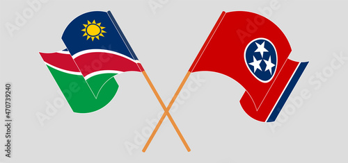 Crossed and waving flags of Namibia and The State of Tennessee