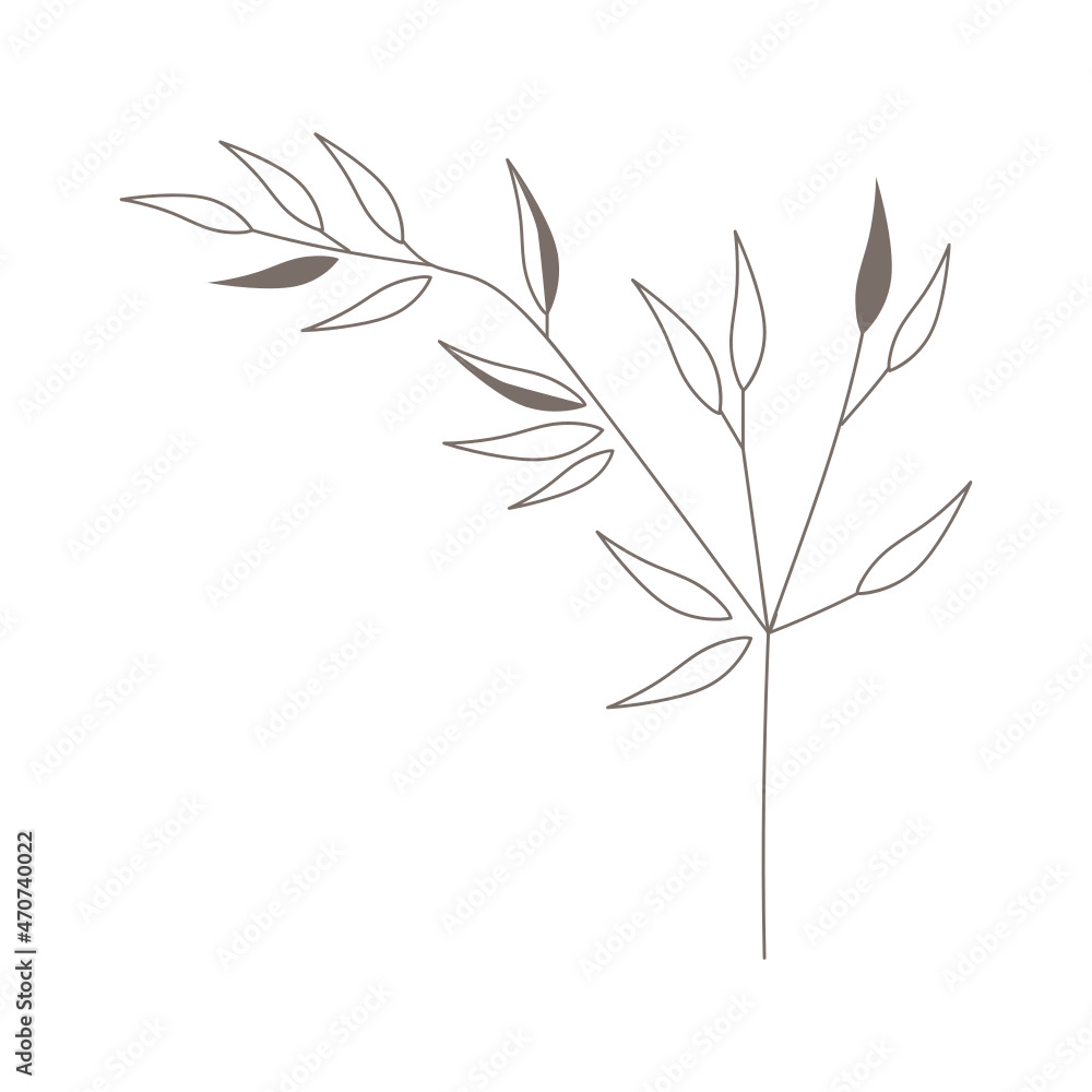 Naklejka premium Boho hand drawn leaves