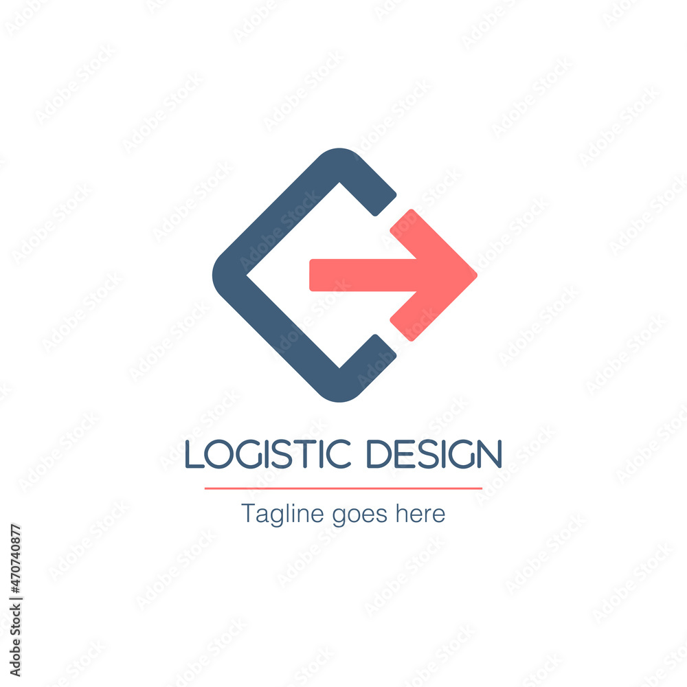 logistic company logo design template with arrow right. Stock vector illustration isolated on white background logistic company logo design template with arrow right. Stock vector illustration isolated on white background
