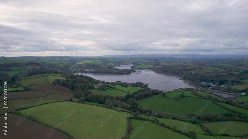 Fields over River Dart from a drone, Galmpton and Brixham Fields over River Dart from a drone, Galmpton and Brixham