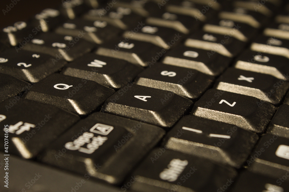 Computer keyboard with some specific keys highlighted Computer keyboard with some specific keys highlighted