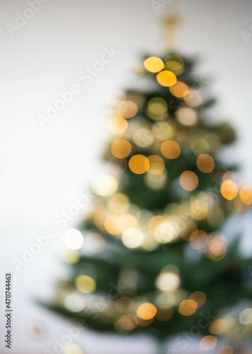blurred Christmas tree with bokeh lights