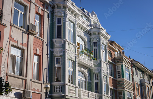 Row of townhouses on a Old Town of Varna city  Bulgaria