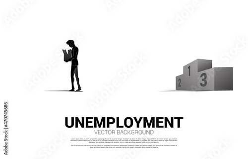 Unemployment man walk away from podium. business concept for unemployed people.