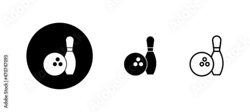 Bowling icons set. bowling ball and pin sign and symbol.