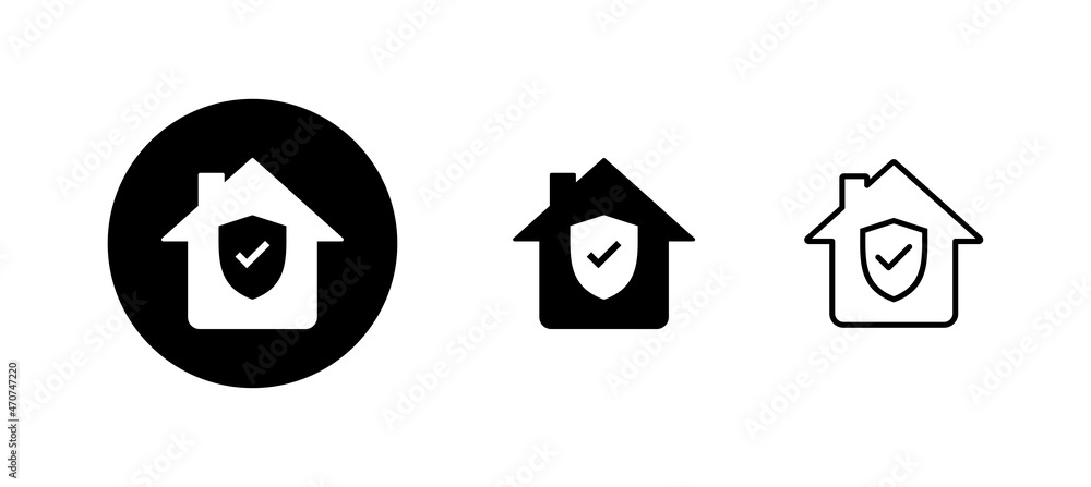 home insurance icons set. home protection sign and symbol