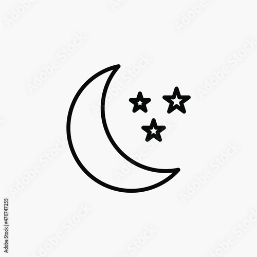 Night, moon, stars line icon, vector, illustration, logo template. Suitable for many purposes.