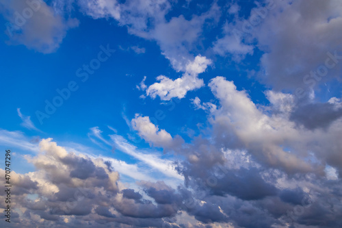 Blue sky with white clouds in Shabla town on Black Sea coast in Bulgaria