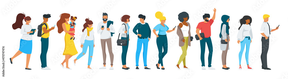 Vector flat style set of standing people