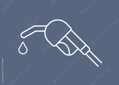 Gas fuel pump nozzle and drop line icon vector. Gasoline or petrol filling station sign.