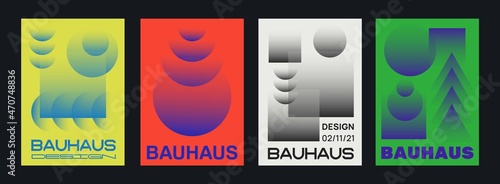 Set of Swiss Design Posters. Geometric Shapes Pattern Vector Design. Modern bauhaus cover template.