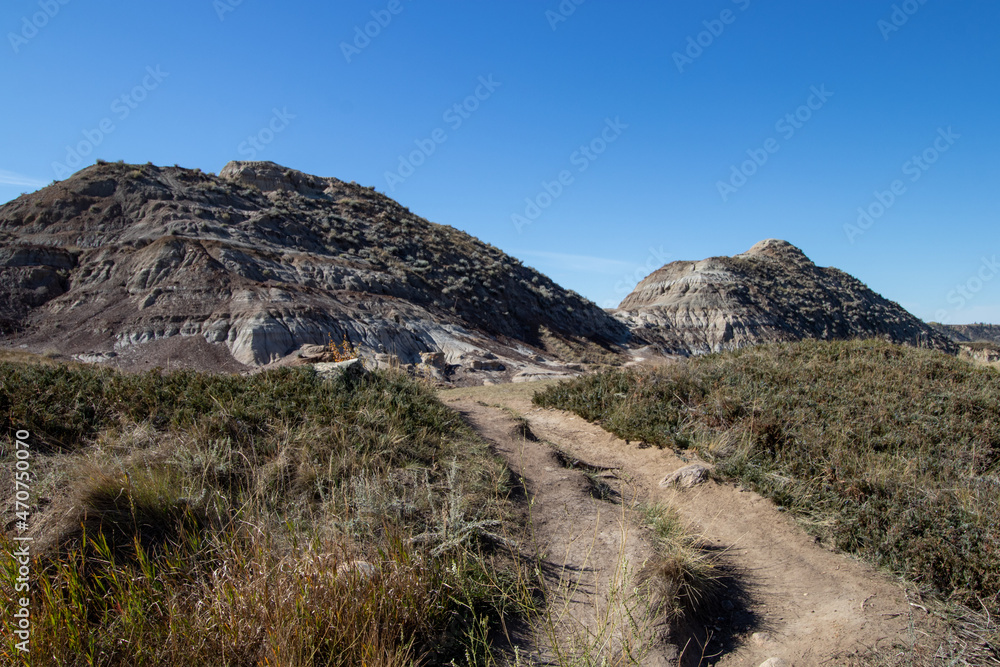 hiking trail in the Canadian Badlands in Alberta