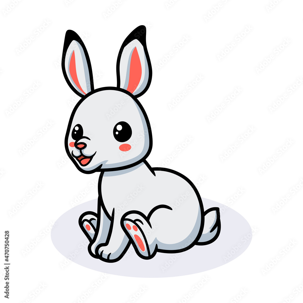 Obraz premium Cute little rabbit cartoon sitting