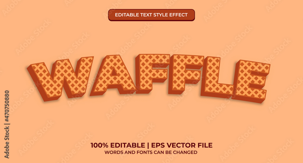 Fototapeta premium Waffle 3D editable text style effect