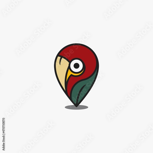 parrot logo and location. vector illustration for business logo or icon