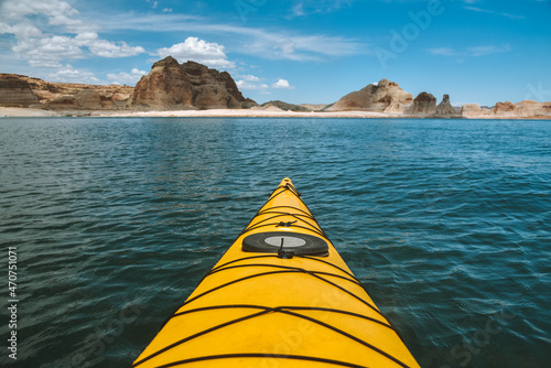 Kayaking in the spring on Lake Powell when the water level is low near Page, Arizona near the Utah border. © Alisha