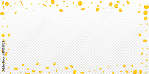 Thai baht coins falling. Indelible scattered THB coins. Thailand money. Delicate jackpot, wealth or success concept. Vector illustration.