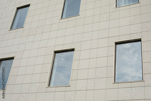 Windows in the office building. Facing panel in modern architecture.
