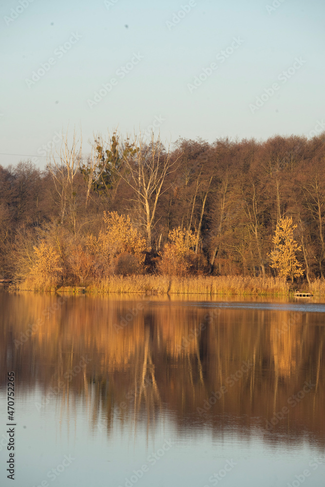 Fototapeta premium autumn landscape with lake