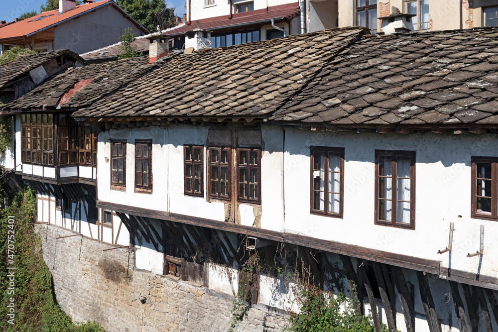 Panoramic view of center of town of Troyan, Bulgaria