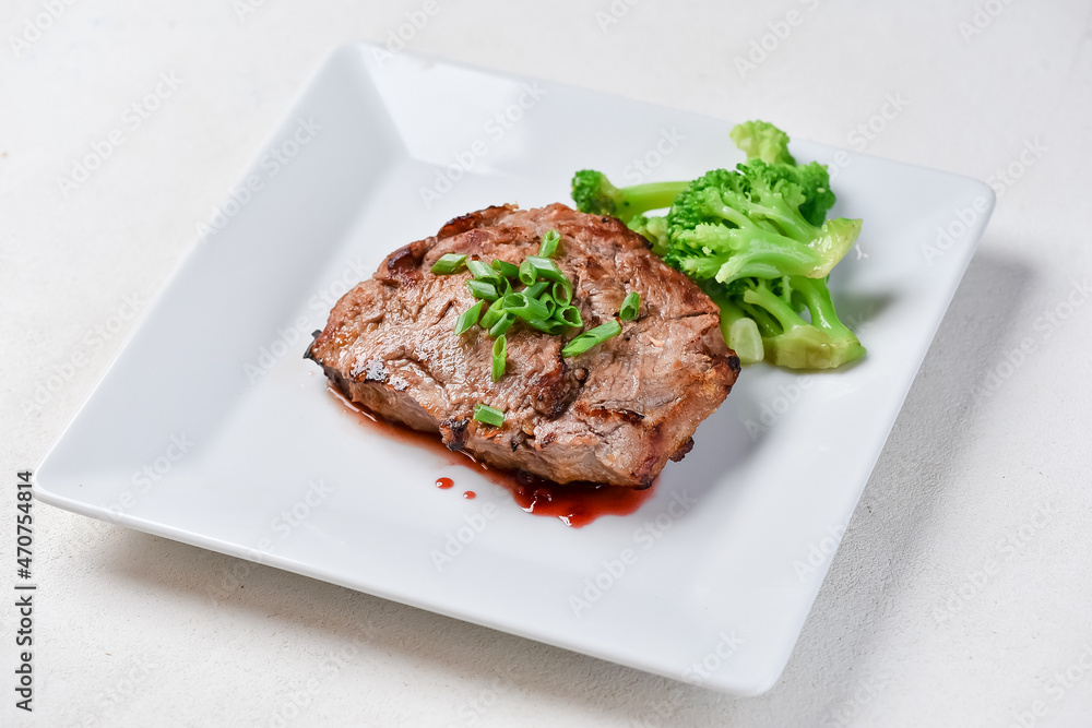 beef steak with salad