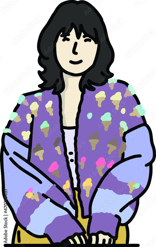 Talented Girl in Knitting Her Clothes Illustration Drawing-2 Talented Girl in Knitting Her Clothes Illustration Drawing-2
